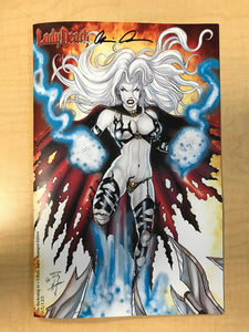 Lady Death The Reckoning #1 Tribute Battle Damaged Variant Cover by David Harrigan Signed Brian Pulido Only 125 Copies Made!!!